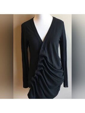 ❤️ ESLEY ASYMMETRIC TOP, MIXED MEDIA BUTTON DOWN, SMALL